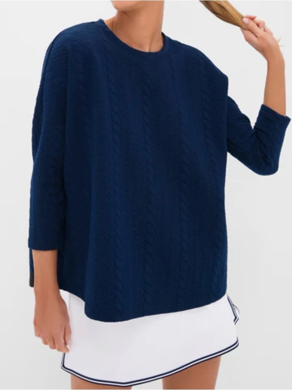 Tnuck Sport Navy Cable Ally Swing Sweatshirt in navy size XS/S
